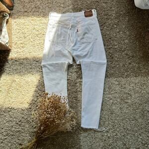 Levi’s Premium 501 S White Cut Off Jeans Denim Big E Women’s Size 27x28